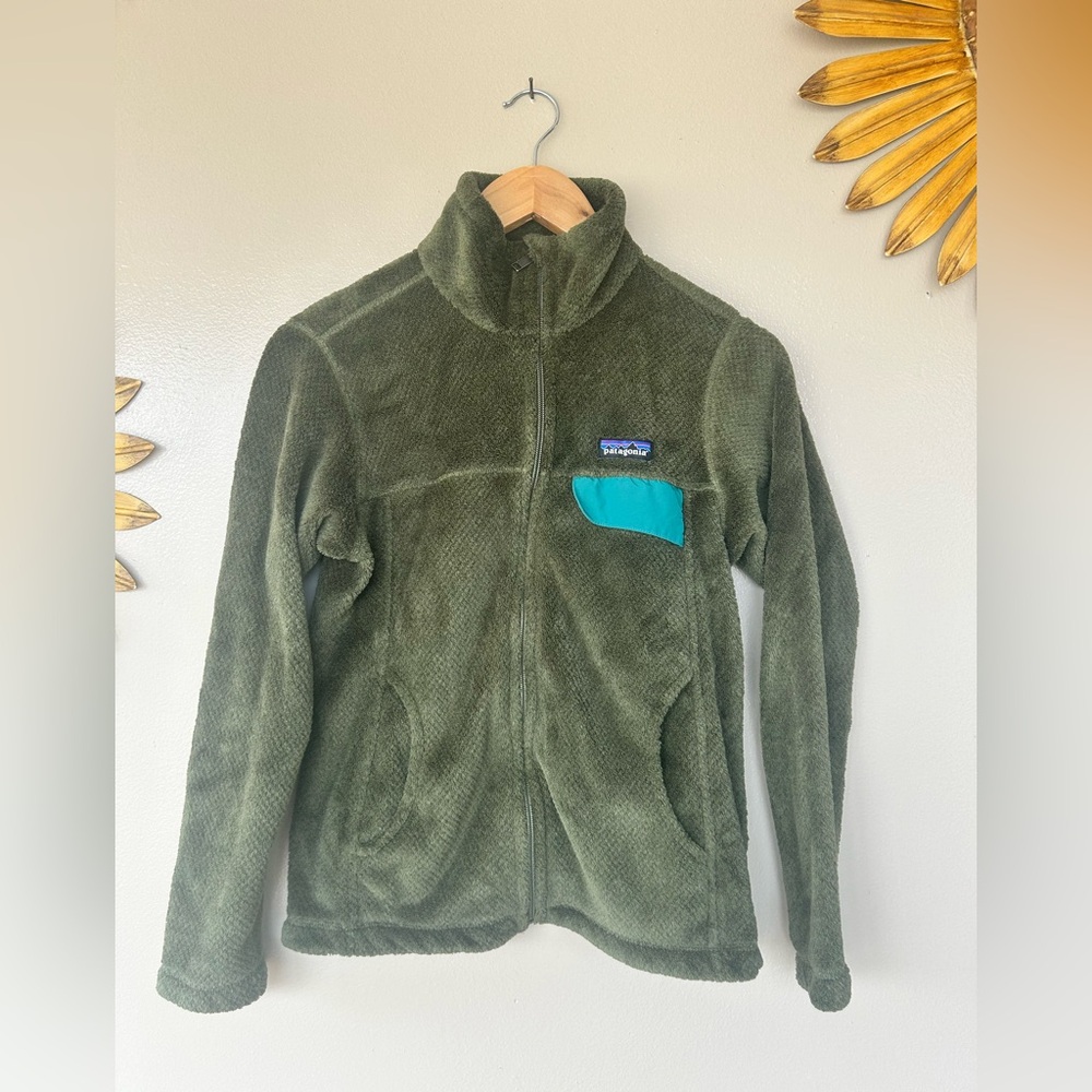 Patagonia Green Fleece Jacket Re-Toll Polertec Thermal Pro Full Zip Size Small